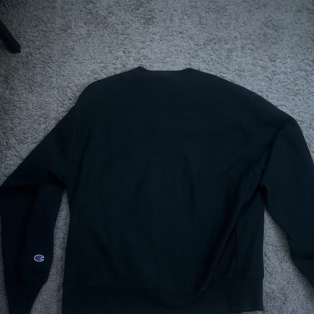 Champion Sweatshirt Mens L Black Pullover Reverse Weave Embroidered Logo - Picture 3 of 3
